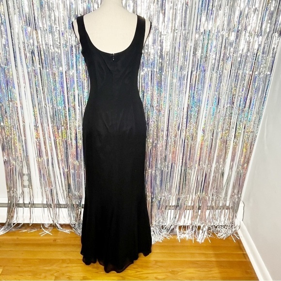Watters & Watters Vintage Black Silk Black Tie Gown Formal Size 4 - Picture 5 of 10